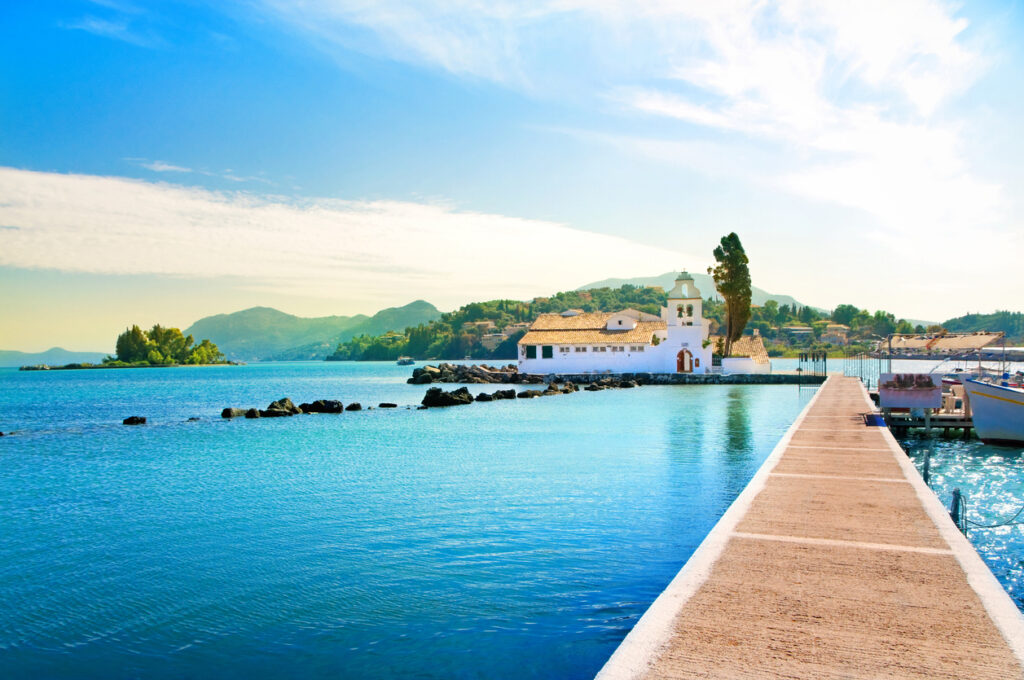 Corfu strand uitzicht